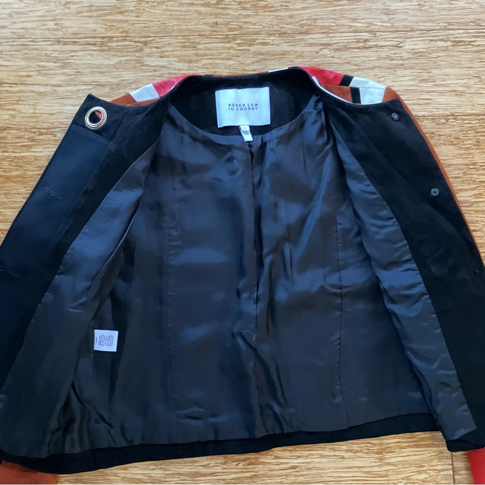 Leather color blocked Derek Lam 10 Crosby striped leather jacket - Picture 5 of 12